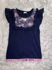 Girls Sz. 7/8 Blue Design Top. Classic, Cute ( Longer Style) - Picture 1 of 9
