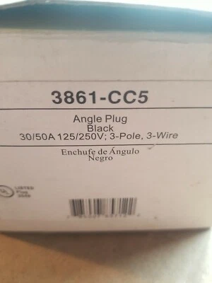 NEW Pass & Seymour 30A/50A 125/250V Black, 3P, 3W, Dual Power Angle Plug - Image 1 of 2