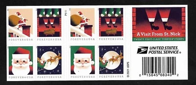 #5747b Christmas 2021- A Visit from St. Nick -(forever) Issue-MNH Bkt Pane of 20 - Image 1 of 2