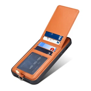 Für iPhone 14 13 Pro Max Kartenslot Geldbörse Rückseite Hülle mit Riemen Foto Slot Cover - Bild 1 von 12