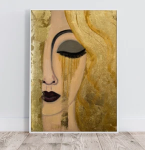Golden Reverie – Abstract Gold Gilded Woman | 11x14 Acrylic on Canvas - Picture 1 of 12