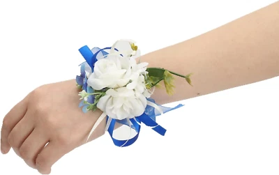 Espartilho de pulso Meldel azul branco formatura, conjunto de 6, espartilhos para formatura, mão nupcial F - Imagem 1 de 4