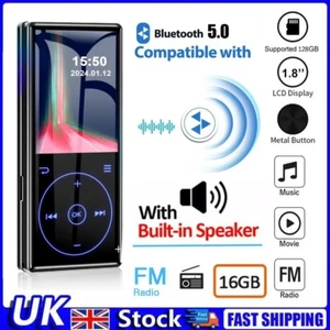 Soporte Bluetooth 128 GB MP4/MP3 Reproductor de música sin pérdidas Radio FM Grabadora Deporte Reino Unido - Imagen 1 de 24