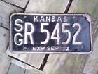 ++  Vintage 1972 Kansas License Plate -Good Item to Hang, Display-Has Character