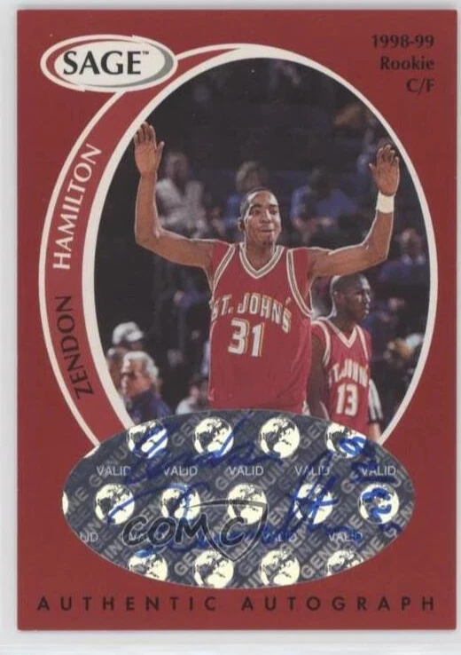 1998 SAGE Authentic Auto 199/825 Zendon Hamilton  Auto St. Johns U. - Image 1 of 1