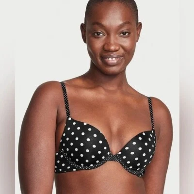 NWT Victoria's Secret Push-Up Polka Dot Black White Bra sz 40D - Image 1 of 4