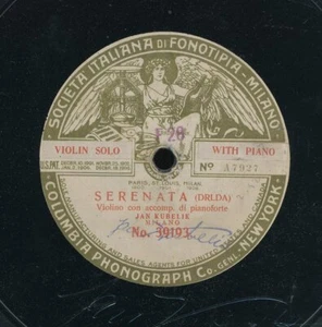 78tk-classical-COLUMBIA SOCIETA ITALIANA FONITOPIA 39191-Jan Kubelik-(Serenata) - Picture 1 of 2