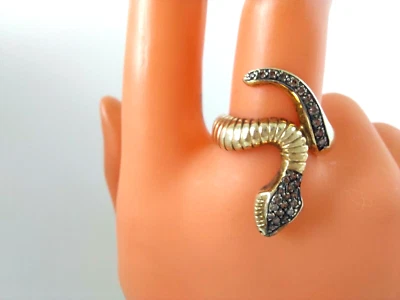 Faszinierender 925 Silber Ring als Schlange, vergoldet, Silberring - Bild 1 von 4