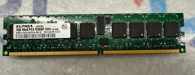 EBE10AD4AGFA-6E-E Elpida 1GB PC2-5300 DDR2-667MHz ECC REG 1Rx4 Memory - Image 1 of 2