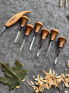 Herramientas para tallado en madera 6 cincel de palma 1 cuchillo herramientas para tallado detalle tienda directa - Imagen 1 de 9