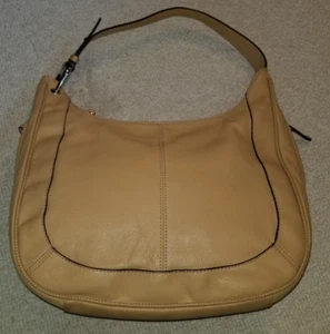Womens Purse-TIGNANELLO-tan pebbled 100% genuine leather hobo shoulder bag - Picture 1 of 9