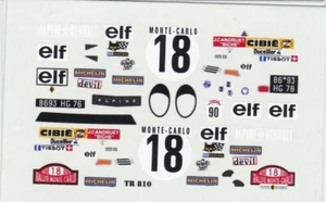 decalcomanie décals  Monte Carlo 1/43 Renault Alpine A110 N°18 1973 Andruet - Photo 1/1