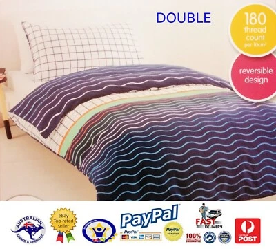 Juego de funda de edredón/doona cama individual doble/rey ondas abstractas reversible para niños niñas Foto 1 de 2