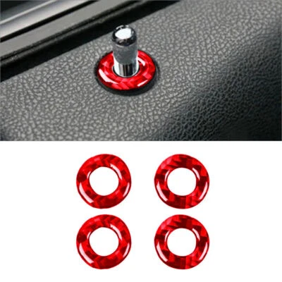 4 peças acabamento de tampa de pinos de trava de porta de fibra de carbono vermelha para Dodge Charger 2011-2014 - Imagem 1 de 4