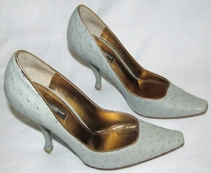 Dolce Gabbana Light Blue Ostrich Leather Pumps Heels Shoes Womens US Size 6 - Imagen 1 de 18