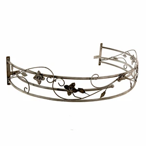 Aged Metal French Vintage Style Bed Ciel de Lit Canopy Floral Design Wall Mount - Picture 1 of 2