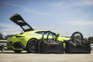 Aston Martin Vantage 4pc Luggage Set Black & Spectral Blue - Picture 1 of 4