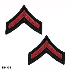 Private Chevron Sleeve Rank Patches, Pair ~ Black & Red ~ NEW ~ Gemsco USA - Picture 1 of 1