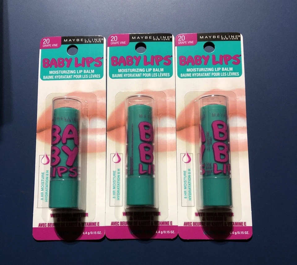 3 pack Maybelline New York Baby Lips Moisturizing Lip Balm GRAPE - Image 1 of 1