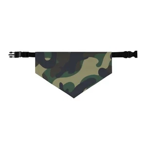 Green Brown Camo 3 sizes with collar Pet Bandana Collar - Picture 1 of 9