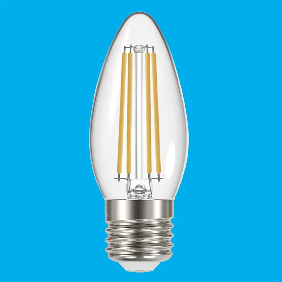 2x 4W (=40W) Clear LED Filament Candle ES E27 Edison Screw 2700K Light Bulb Lamp - Image 1 of 1