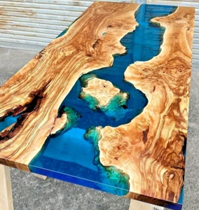 Epoxy Resin Sofa, Dinning Center Table Live Edge Top Wallnut Wood Table Top Deco - Picture 1 of 5