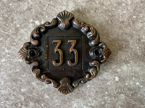 USSR Vintage sign Door number 33 brass USSR House number Soviet home decor Cover