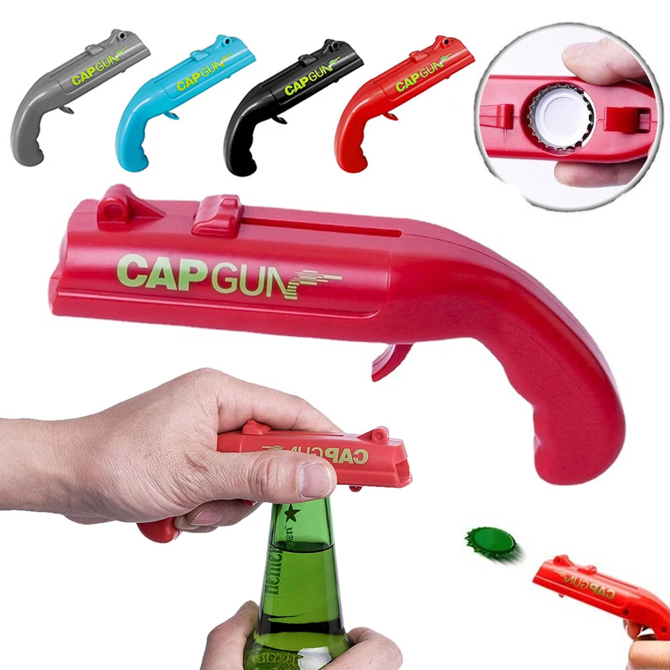 4PCS Gun Beer Bottle Opener Launcher Drinking Game Cap Plastic Shooter Fun Party - image 1 of 4