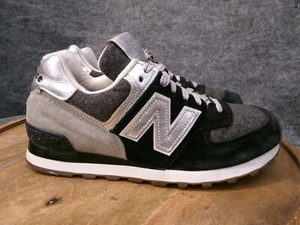 New Balance 574 Made In USA Women Black Gray Silver Suede Shoes Size 9 B US574W1 - Picture 1 of 13