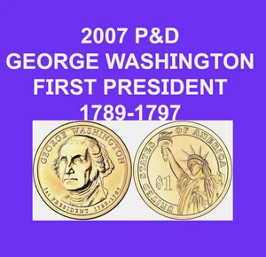 2007 P&D George Washington Presidential Dollar Coins (2 Coins) **Free Shipping** - Picture 1 of 1
