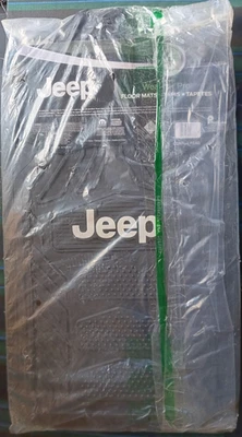 NEW SET OF 4 ORIGINAL BLACK JEEP FLOOR MATS PLASTICOLOR FRONT & REAR WEATHER PRO - Image 1 of 4