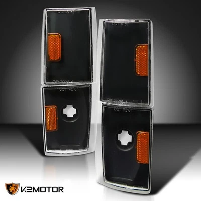 For 1988-1993 GMC C/K 1500 2500 3500 Black Corner Turn Siganl Lights Lamps 4PC - Image 1 of 4