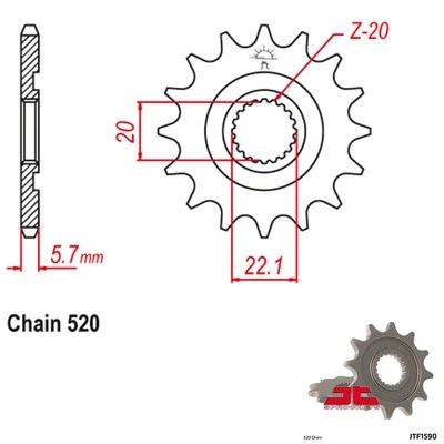 Piñones de contraeje JT Piñón 520 paso 14 dientes Yamaha WR250X (2008-2015) Foto 1 de 2
