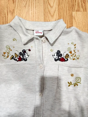 Suéter Disney Mickey & Minnie Embrd manga grande bronzeado colarinho com nervuras tamanho G novo!!! - Imagem 1 de 4