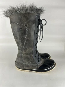 Sorel Cate The Great Boots Women’s 10 Tall Shearling Winter Snow NL1642-035 Grey - Picture 1 of 11