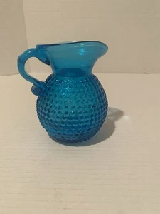 Brocca in vetro blu vintage piano cottura blu colore acqua 5" Clevenger Brothers CB - Foto 1 di 17