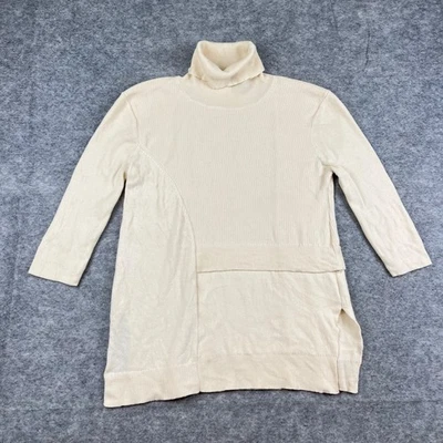 Suéter Proenza Schouler Marfil Acanalado Tejido Cuello Alto Lana Cachemira Crema Talla L Foto 1 de 4