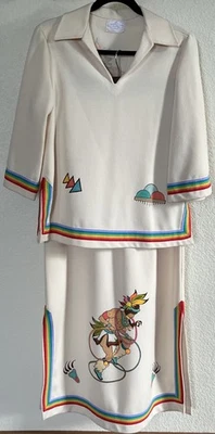 Conjunto de falda túnica country indio de Arizona tribal nativa pintada a mano Elaine Taylor Foto 1 de 4