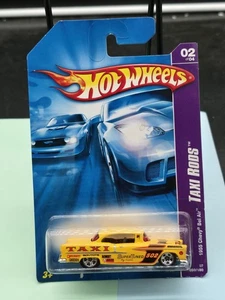 Hot Wheels 2007 aste taxi 55 CHEVY BEL AIR giallo 1955 Chevrolet - Foto 1 di 2