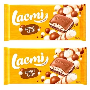 2PCS Ukrainian Sweets ROSHEN LACMI BUBBLE CRISP Milk Chocolate Bars 2x 85g/3oz - Picture 1 of 3