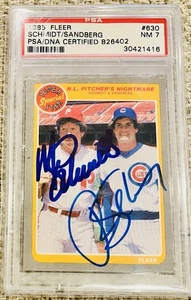 Mike Schmidt & Ryne Sandberg 1985 Fleer Card GEM Autographs PSA/DNA 7 Card Rare - Picture 1 of 3