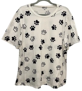 Camiseta para mujer talla 2XL estampado de pata de perro blanca negra sin marca - Imagen 1 de 3