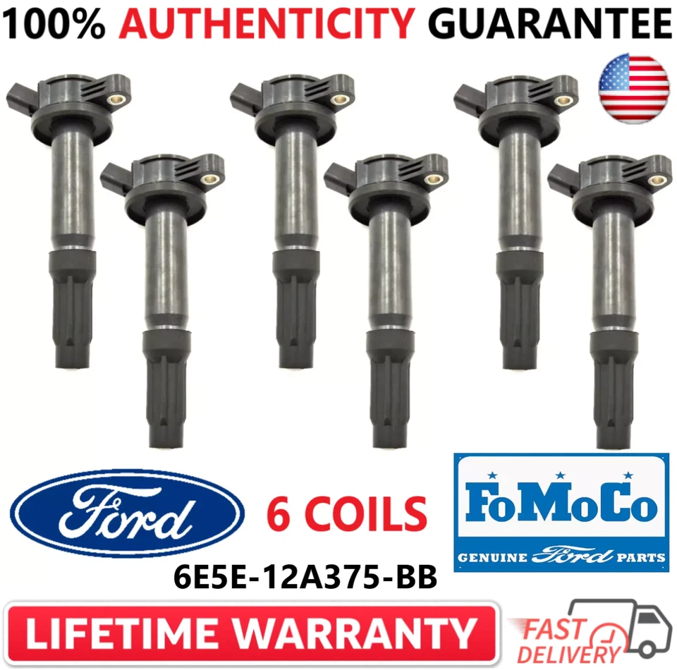 Bobinas de encendido x6 OEM FOMOCO para Ford Mercury Mazda 2006-2012, 6E5E-12A375-BB Foto 1 de 4