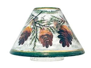 Yankee Candle Piñas Otoño Vidrio agrietado Vela Árboles Hojas Sombra Topper - Imagen 1 de 10