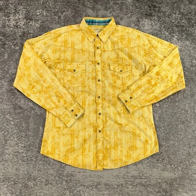 Wrangler Twenty X Western Shirt Mens XL Yellow Floral Pearl Snap Long Sleeve 20X - Image 1 of 4