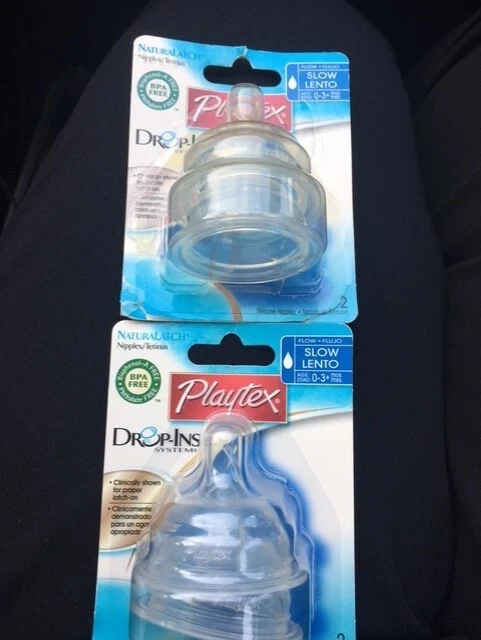 2 PACKS PLAYTEX Drop-Ins FLUJO LENTO SILICONA NATURaLATCH PEZONES Nuevo En Paquete Foto 1 de 1