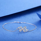 18K White Gold Bracelet Bow-Knot Style Fashion Fine Pave 0.2Ct Natural Diamond