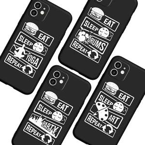 EAT SLEEP MUSIC REPEAT PARTY YOGA ART Phone Case For iphone 11 13 Pro Max XR 7 8 - Picture 1 of 11