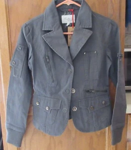 Chaqueta Militar NUEVA CON ETIQUETAS FRIDA G LONDON Misses GRIS OSCURO Talla XS Extra Pequeña Recortada - Imagen 1 de 7