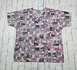 Scrub HQ WOMENS SIZE M Scrub Top Pink Hope Believe Breast Cancer Awareness - Picture 1 of 9